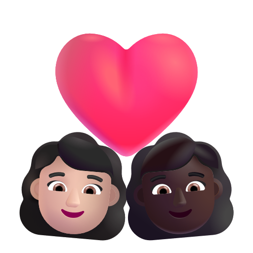 Couple With Heart: Woman, Woman: Dark Skin Tone on Microsoft 3D