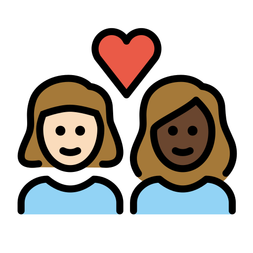 Couple With Heart: Woman, Woman: Dark Skin Tone on OpenMoji