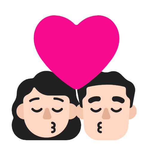 Kiss: Woman, Man: Light Skin Tone on Microsoft Fluent