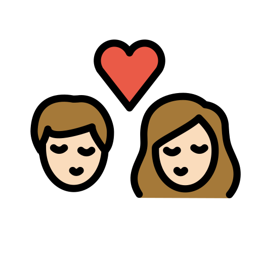 Kiss: Woman, Man: Light Skin Tone on OpenMoji