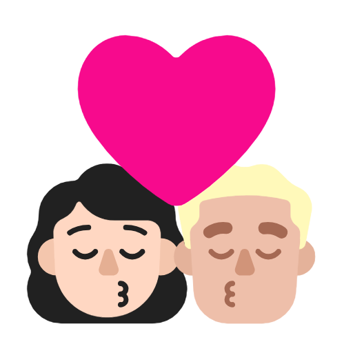 Kiss: Woman, Man: Medium-Light Skin Tone on Microsoft Fluent