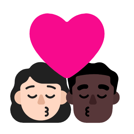 Kiss: Woman, Man: Dark Skin Tone on Microsoft Fluent
