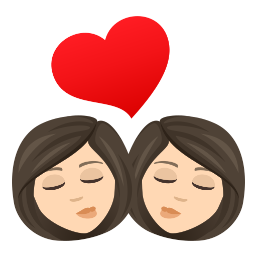Kiss: Woman, Woman: Light Skin Tone on JoyPixels