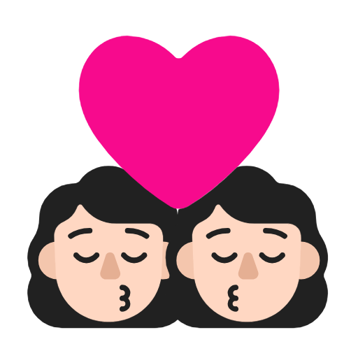 Kiss: Woman, Woman: Light Skin Tone on Microsoft Fluent
