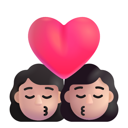 Kiss: Woman, Woman: Light Skin Tone on Microsoft 3D