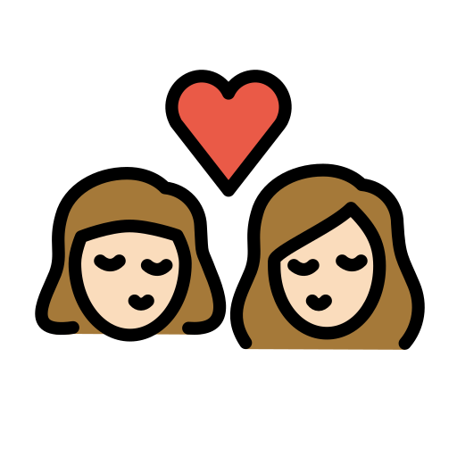 Kiss: Woman, Woman: Light Skin Tone on OpenMoji