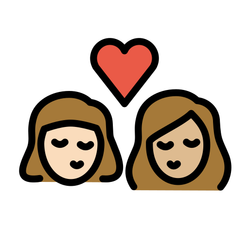 Kiss: Woman, Woman: Medium-Light Skin Tone on OpenMoji