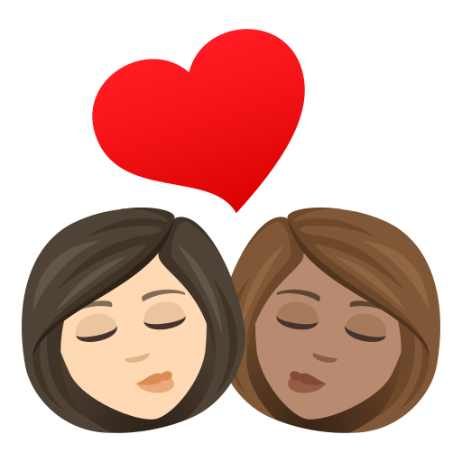 Kiss: Woman, Woman: Medium Skin Tone on JoyPixels