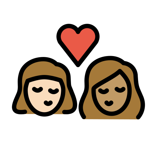Kiss: Woman, Woman: Medium Skin Tone on OpenMoji