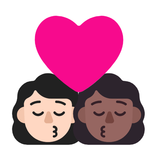 Kiss: Woman, Woman: Medium-Dark Skin Tone on Microsoft Fluent