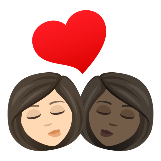 Kiss: Woman, Woman: Dark Skin Tone on JoyPixels