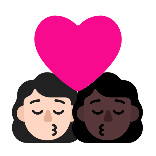 Kiss: Woman, Woman: Dark Skin Tone on Microsoft Fluent