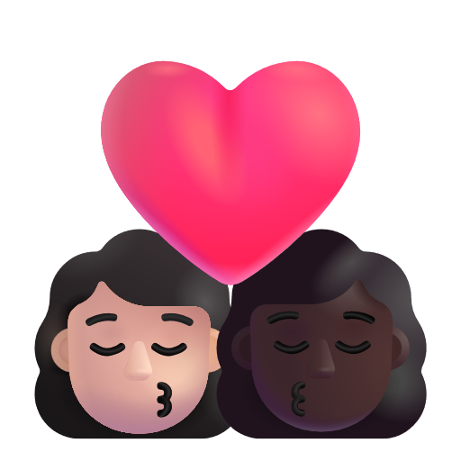 Kiss: Woman, Woman: Dark Skin Tone on Microsoft 3D