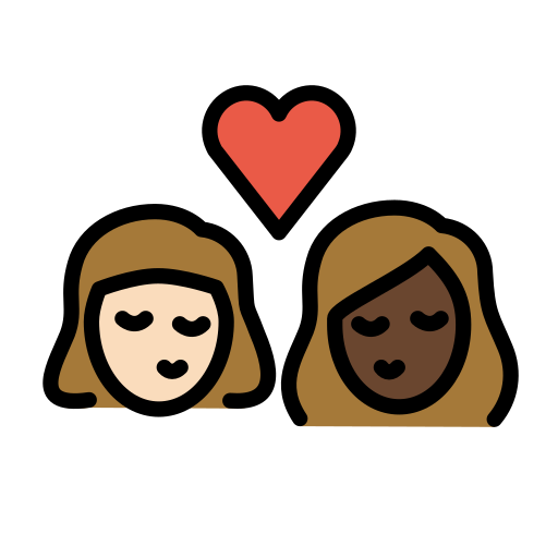 Kiss: Woman, Woman: Dark Skin Tone on OpenMoji
