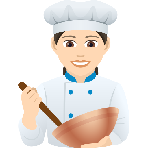 Woman Cook: Light Skin Tone on JoyPixels