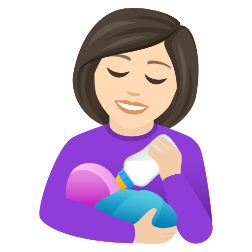 Woman Feeding Baby: Light Skin Tone on JoyPixels