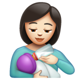 Woman Feeding Baby: Light Skin Tone on WhatsApp