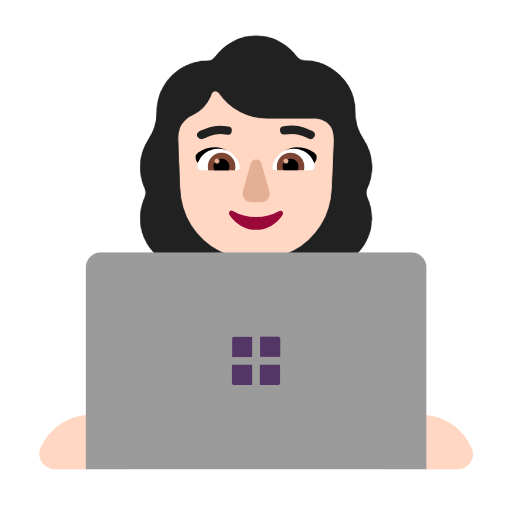 Woman Technologist: Light Skin Tone on Microsoft Fluent