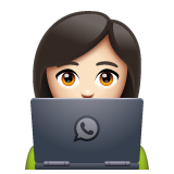 Woman Technologist: Light Skin Tone on WhatsApp