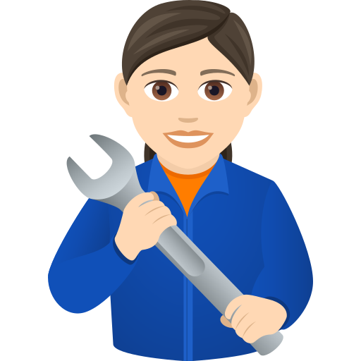 Woman Mechanic: Light Skin Tone on JoyPixels