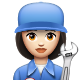 Woman Mechanic: Light Skin Tone on WhatsApp