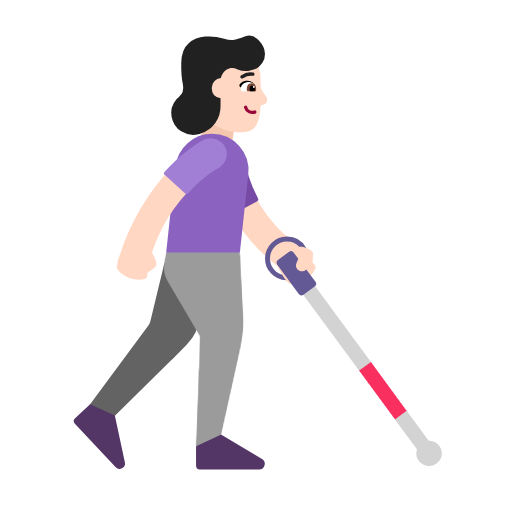 Woman With White Cane Facing Right: Light Skin Tone on Microsoft Fluent