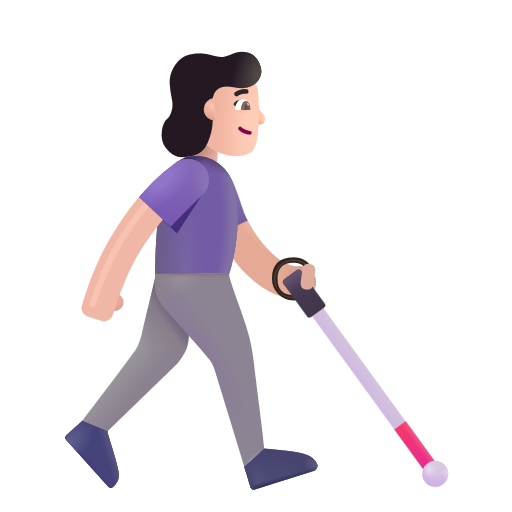 Woman With White Cane Facing Right: Light Skin Tone on Microsoft 3D