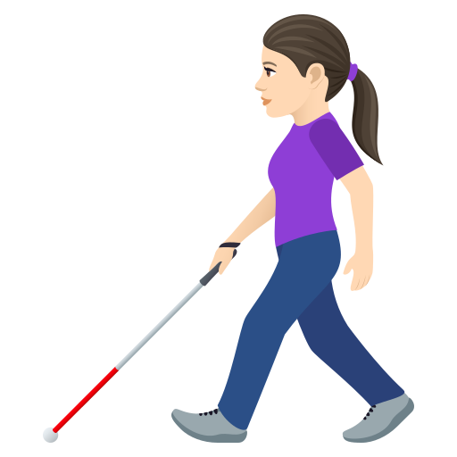 Woman With White Cane: Light Skin Tone on JoyPixels
