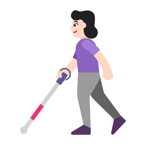 Woman With White Cane: Light Skin Tone on Microsoft Fluent
