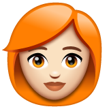 Woman: Red Hair: Light Skin Tone on WhatsApp