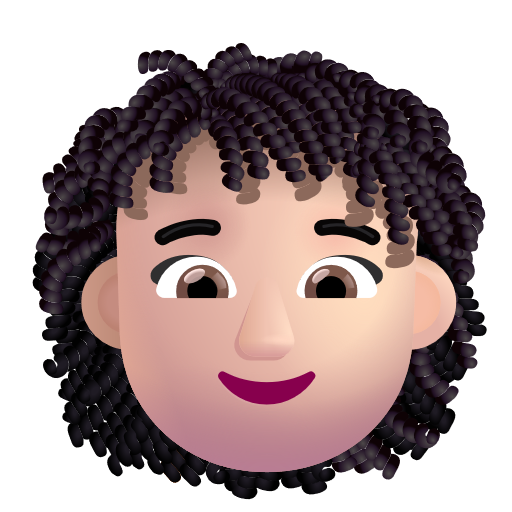Woman: Curly Hair: Light Skin Tone on Microsoft 3D