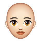 Woman: Bald: Light Skin Tone on WhatsApp