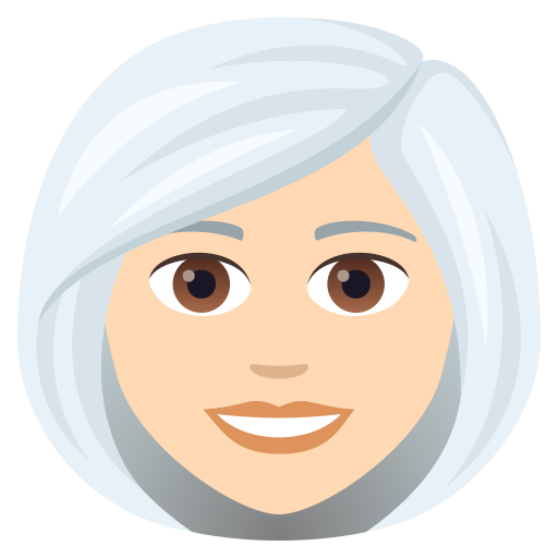 Woman: White Hair: Light Skin Tone on JoyPixels