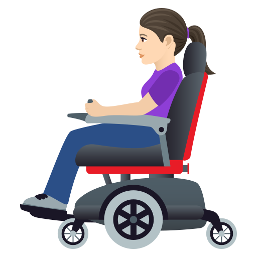 Woman In Motorized Wheelchair: Light Skin Tone on JoyPixels