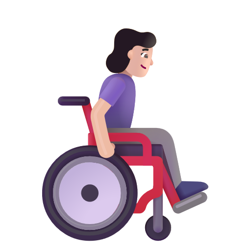 Woman In Manual Wheelchair Facing Right: Light Skin Tone on Microsoft 3D
