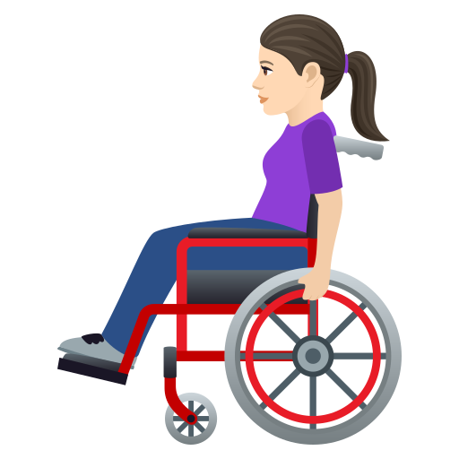 Woman In Manual Wheelchair: Light Skin Tone on JoyPixels