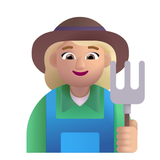 Woman Farmer: Medium-Light Skin Tone on Microsoft 3D