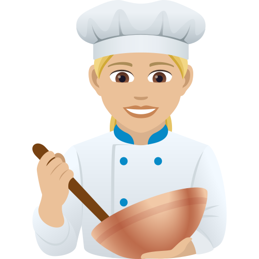 Woman Cook: Medium-Light Skin Tone on JoyPixels