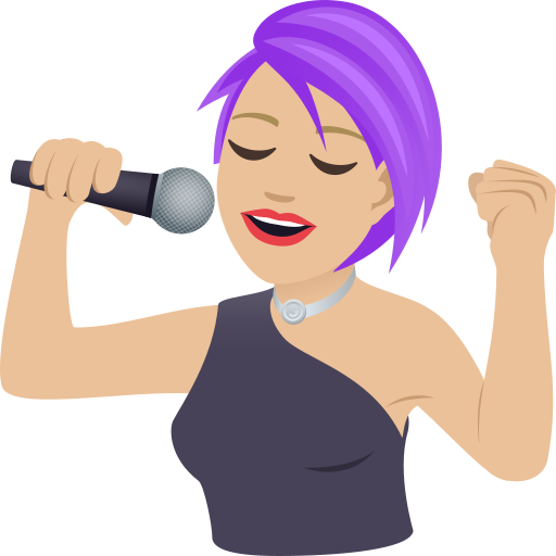 Woman Singer: Medium-Light Skin Tone on JoyPixels