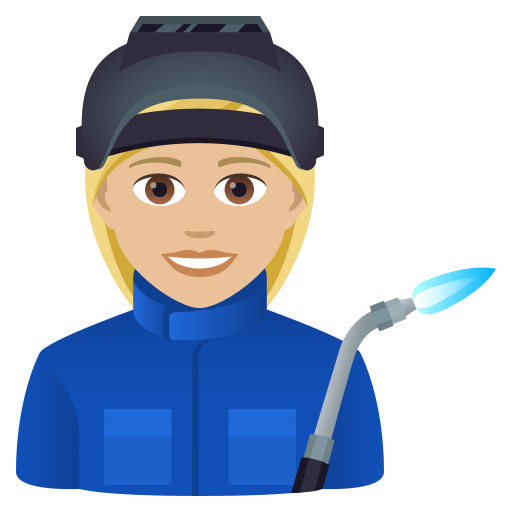 Woman Factory Worker: Medium-Light Skin Tone on JoyPixels