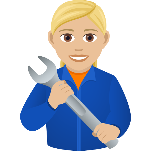 Woman Mechanic: Medium-Light Skin Tone on JoyPixels
