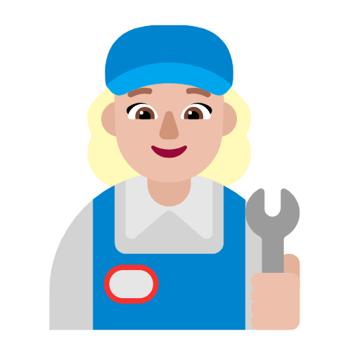 Woman Mechanic: Medium-Light Skin Tone on Microsoft Fluent