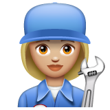 Woman Mechanic: Medium-Light Skin Tone on WhatsApp