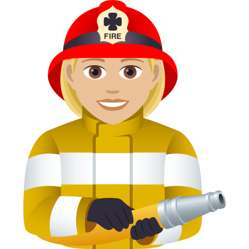 Woman Firefighter: Medium-Light Skin Tone on JoyPixels