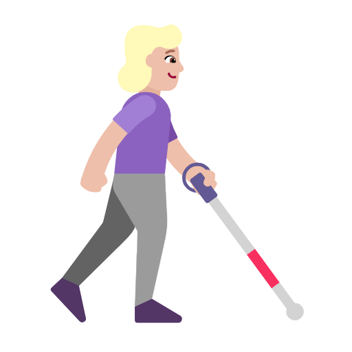 Woman With White Cane Facing Right: Medium-Light Skin Tone on Microsoft Fluent
