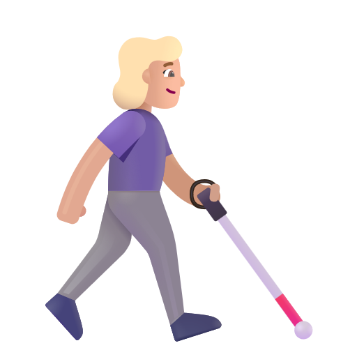 Woman With White Cane Facing Right: Medium-Light Skin Tone on Microsoft 3D