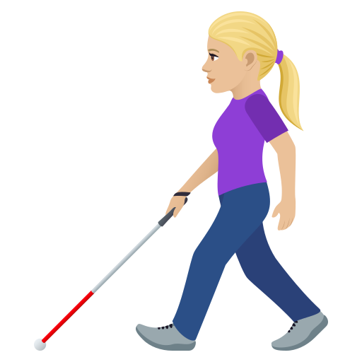 Woman With White Cane: Medium-Light Skin Tone on JoyPixels
