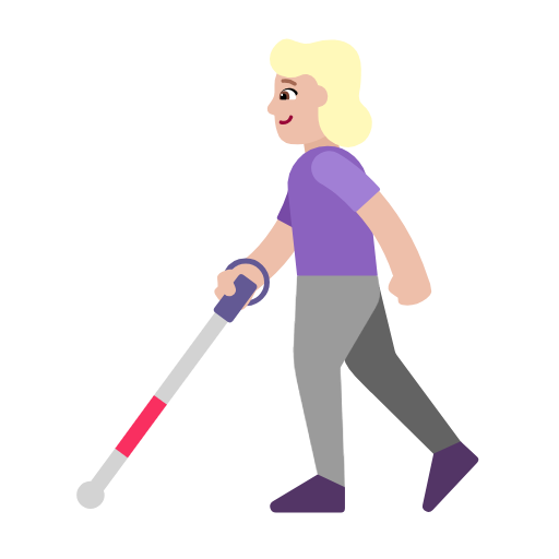 Woman With White Cane: Medium-Light Skin Tone on Microsoft Fluent