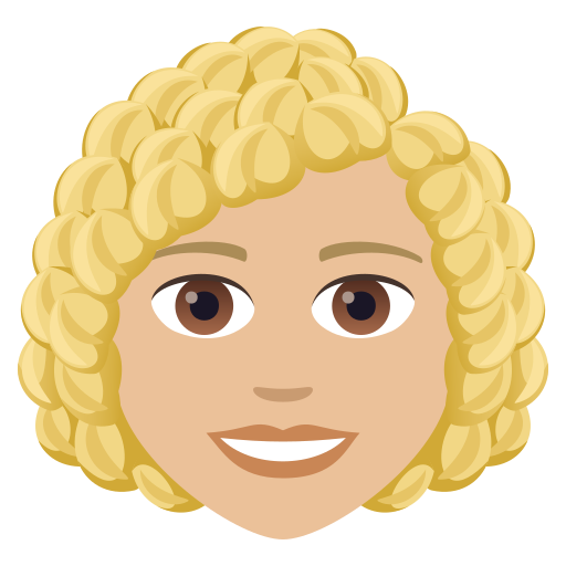 Woman: Curly Hair: Medium-Light Skin Tone on JoyPixels
