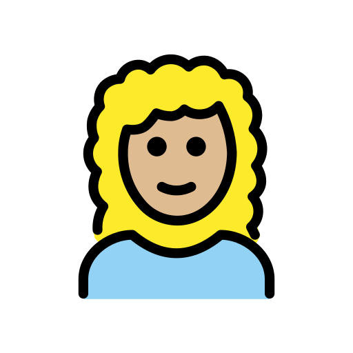 Woman: Curly Hair: Medium-Light Skin Tone on OpenMoji